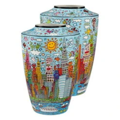 Vase En Porcelaine 'Colourful Skyline' De James Rizzi 27x41x27cm