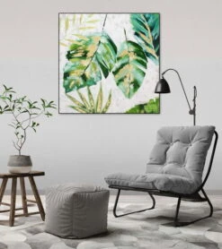 Tableau Peint à La Main 'Feuilles Envolées' 90x90cm | Avec Certificat D'authenticité 15 Tableau Peint à La Main 'Feuilles Envolées' 90x90cm | Avec Certificat D'authenticité -Magasin De Rénovation Domiciliaire KL02527 modern palme blaetter gruen weiss acryl gemaelde acryl bilder leinwandbilder moderne kunst handgemalt 04