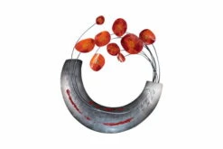 Sculpture Murale En Métal 'Coquelicots Fleuris' 62x70x7cm