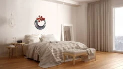 Sculpture Murale En Métal 'Coquelicots Fleuris' 62x70x7cm -Magasin De Rénovation Domiciliaire KL03164 abstrakt vase blume grau rot wanddeko metall wandskulptur wandbilder aus metall 03