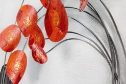 Sculpture Murale En Métal 'Coquelicots Fleuris' 62x70x7cm -Magasin De Rénovation Domiciliaire KL03164 abstrakt vase blume grau rot wanddeko metall wandskulptur wandbilder aus metall 06