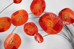 Sculpture Murale En Métal 'Coquelicots Fleuris' 62x70x7cm -Magasin De Rénovation Domiciliaire KL03164 abstrakt vase blume grau rot wanddeko metall wandskulptur wandbilder aus metall 08