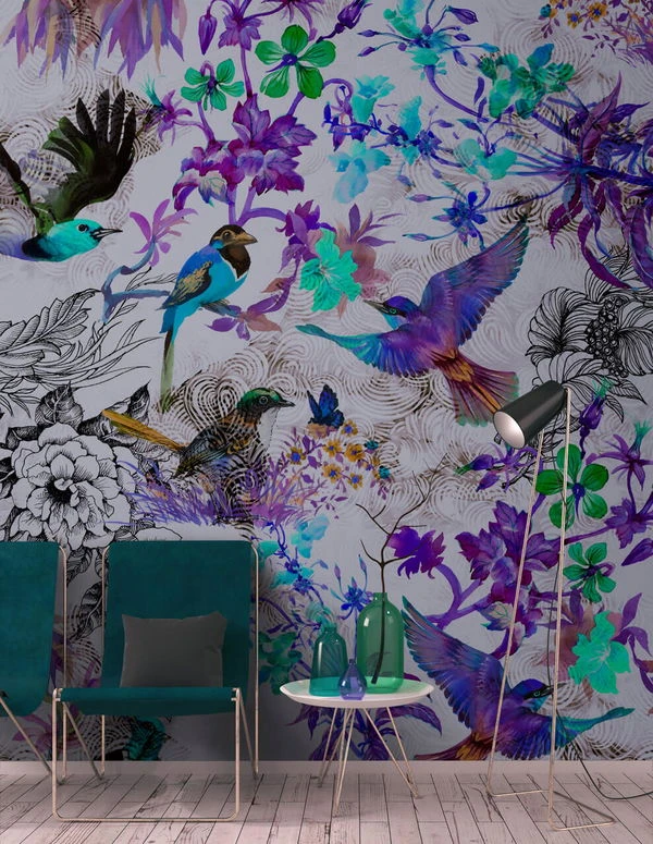 Papier Peint 'Funky Birds 2' 400x270cm 4 Papier Peint 'Funky Birds 2' 400x270cm – Image 2