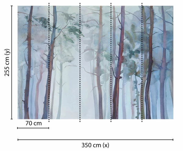 Papier Peint 'Aquarelle Forest' 350x255cm 5 Papier Peint 'Aquarelle Forest' 350x255cm – Image 3