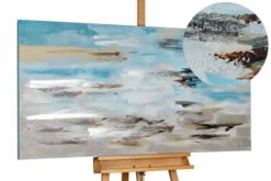 Tableau Peint à La Main 'Vagues Dans La Brume Du Matin' 140x70cm | Avec Certificat D'authenticité
