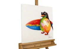 Tableau Peint à La Main 'Le Paradis Du Surfeur' 50x50cm | Avec Certificat D'authenticité