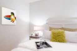 Tableau Peint à La Main 'Le Paradis Du Surfeur' 50x50cm | Avec Certificat D'authenticité -Magasin De Rénovation Domiciliaire kl00178 tier madagaskar pinguin bunt surfen surfbrett meer strand auf weiss modern acryl gemaelde oel bild oelgemaelde 05