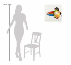 Tableau Peint à La Main 'Le Paradis Du Surfeur' 50x50cm | Avec Certificat D'authenticité -Magasin De Rénovation Domiciliaire kl00178 tier madagaskar pinguin bunt surfen surfbrett meer strand auf weiss modern acryl gemaelde oel bild oelgemaelde 08