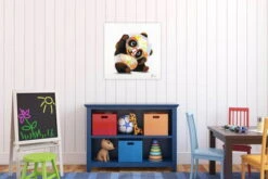 Tableau Peint à La Main 'Panda Hipster' 60x60cm | Avec Certificat D'authenticité -Magasin De Rénovation Domiciliaire kl00180 tier bunt panda baer brille fuer kinderzimmer modern acryl gemaelde oel bild oelgemaelde 03