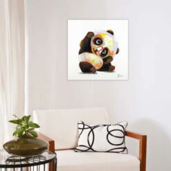 Tableau Peint à La Main 'Panda Hipster' 60x60cm | Avec Certificat D'authenticité -Magasin De Rénovation Domiciliaire kl00180 tier bunt panda baer brille fuer kinderzimmer modern acryl gemaelde oel bild oelgemaelde 05