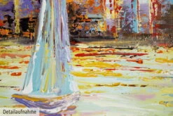 Tableau Peint à La Main 'Voile à L'Horizon' 120x60cm | Avec Certificat D'authenticité -Magasin De Rénovation Domiciliaire kl00228 segelschiff skyline segelboot segeln new york modern acryl gemaelde oel bild oelgemaelde 10