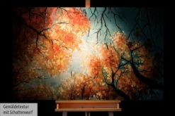 Tableau Peint à La Main 'Danse De La Cime Des Arbres' 120x75cm | Avec Certificat D'authenticité -Magasin De Rénovation Domiciliaire kl00253 baeume herbst jahreszeiten rot orange acryl gemaelde acryl bilder leinwandbilder moderne kunst 06