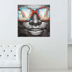 Tableau Peint à La Main 'Behind Blue Eyes' 80x80cm | Avec Certificat D'authenticité 14 Tableau Peint à La Main 'Behind Blue Eyes' 80x80cm | Avec Certificat D'authenticité -Magasin De Rénovation Domiciliaire kl00439 portraet gesicht brille damen rot blau modern acryl gemaelde oel bild 07