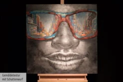 Tableau Peint à La Main 'Behind Blue Eyes' 80x80cm | Avec Certificat D'authenticité 17 Tableau Peint à La Main 'Behind Blue Eyes' 80x80cm | Avec Certificat D'authenticité -Magasin De Rénovation Domiciliaire kl00439 portraet gesicht brille damen rot blau modern acryl gemaelde oel bild 10