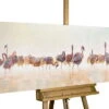 Tableau Peint à La Main 'Bain Des Flamands Roses' 150x50cm | Avec Certificat D'authenticité -Magasin De Rénovation Domiciliaire kl00732 flamingo vogel beige bunt deko modern acryl gemaelde oel bild oelgemaelde 01
