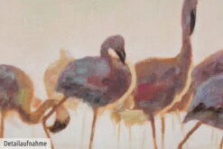 Tableau Peint à La Main 'Bain Des Flamands Roses' 150x50cm | Avec Certificat D'authenticité -Magasin De Rénovation Domiciliaire kl00732 flamingo vogel beige bunt deko modern acryl gemaelde oel bild oelgemaelde 010