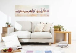 Tableau Peint à La Main 'Bain Des Flamands Roses' 150x50cm | Avec Certificat D'authenticité -Magasin De Rénovation Domiciliaire kl00732 flamingo vogel beige bunt deko modern acryl gemaelde oel bild oelgemaelde 03