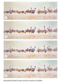 Tableau Peint à La Main 'Bain Des Flamands Roses' 150x50cm | Avec Certificat D'authenticité -Magasin De Rénovation Domiciliaire kl00732 flamingo vogel beige bunt deko modern acryl gemaelde oel bild oelgemaelde 07