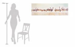 Tableau Peint à La Main 'Bain Des Flamands Roses' 150x50cm | Avec Certificat D'authenticité -Magasin De Rénovation Domiciliaire kl00732 flamingo vogel beige bunt deko modern acryl gemaelde oel bild oelgemaelde 08