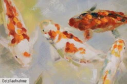 Tableau Peint à La Main 'Étang Plein De Köis' 100x70cm | Avec Certificat D'authenticité -Magasin De Rénovation Domiciliaire kl00736 koi karpfen fisch orange bunt deko modern acryl gemaelde oel bild oelgemaelde 02