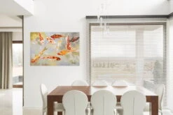 Tableau Peint à La Main 'Étang Plein De Köis' 100x70cm | Avec Certificat D'authenticité -Magasin De Rénovation Domiciliaire kl00736 koi karpfen fisch orange bunt deko modern acryl gemaelde oel bild oelgemaelde 05