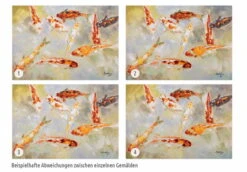 Tableau Peint à La Main 'Étang Plein De Köis' 100x70cm | Avec Certificat D'authenticité -Magasin De Rénovation Domiciliaire kl00736 koi karpfen fisch orange bunt deko modern acryl gemaelde oel bild oelgemaelde 07