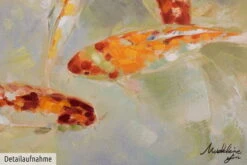 Tableau Peint à La Main 'Étang Plein De Köis' 100x70cm | Avec Certificat D'authenticité -Magasin De Rénovation Domiciliaire kl00736 koi karpfen fisch orange bunt deko modern acryl gemaelde oel bild oelgemaelde 09