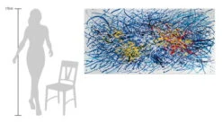 XXL Tableaux à L'huile 'Mind Control' | Pièce Unique Peinte à La Main 200x100cm -Magasin De Rénovation Domiciliaire kl00833 abtrakt blau weiss modern acryl gemaelde oel bild 0003 06