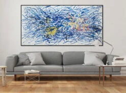 XXL Tableaux à L'huile 'Mind Control' | Pièce Unique Peinte à La Main 200x100cm -Magasin De Rénovation Domiciliaire kl00833 abtrakt blau weiss modern acryl gemaelde oel bild 0003 08