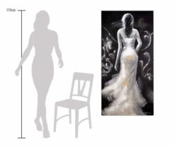 Tableau Peint à La Main 'All Eyes On Me' 60x120cm | Avec Certificat D'authenticité -Magasin De Rénovation Domiciliaire kl00887 frau schwarz weiss romantisch modern acryl gemaelde oel bild 05