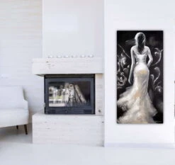 Tableau Peint à La Main 'All Eyes On Me' 60x120cm | Avec Certificat D'authenticité -Magasin De Rénovation Domiciliaire kl00887 frau schwarz weiss romantisch modern acryl gemaelde oel bild 08