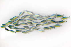 Sculpture Murale En Métal 'Sous-marin' 152x49x6,5cm -Magasin De Rénovation Domiciliaire kl00964 fisch tier wasser gruen tuerkis abstrakt metall skulptur plastik figur modern 05