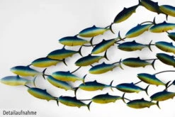 Sculpture Murale En Métal 'Sous-marin' 152x49x6,5cm -Magasin De Rénovation Domiciliaire kl00964 fisch tier wasser gruen tuerkis abstrakt metall skulptur plastik figur modern 06