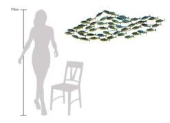 Sculpture Murale En Métal 'Sous-marin' 152x49x6,5cm -Magasin De Rénovation Domiciliaire kl00964 fisch tier wasser gruen tuerkis abstrakt metall skulptur plastik figur modern 07