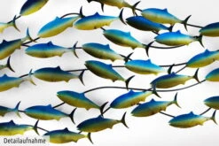 Sculpture Murale En Métal 'Sous-marin' 152x49x6,5cm -Magasin De Rénovation Domiciliaire kl00964 fisch tier wasser gruen tuerkis abstrakt metall skulptur plastik figur modern 08