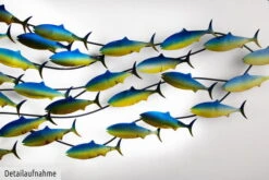 Sculpture Murale En Métal 'Sous-marin' 152x49x6,5cm -Magasin De Rénovation Domiciliaire kl00964 fisch tier wasser gruen tuerkis abstrakt metall skulptur plastik figur modern 09