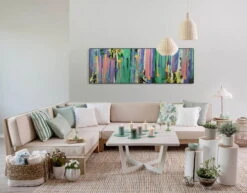 Tableau Peint à La Main 'Ère Colorée' 150x50cm | Avec Certificat D'authenticité -Magasin De Rénovation Domiciliaire kl01078 abstrakt streifen bunt acryl gemaelde acryl bilder leinwandbilder moderne kunst handgemalt 03