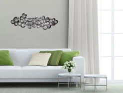 Sculpture Murale En Métal 'Pulsating' 111x38x6,5cm -Magasin De Rénovation Domiciliaire kl01159 abstrakt silber punkte steine modern deko wandskulpturen 07