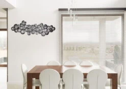 Sculpture Murale En Métal 'Pulsating' 111x38x6,5cm -Magasin De Rénovation Domiciliaire kl01159 abstrakt silber punkte steine modern deko wandskulpturen 09