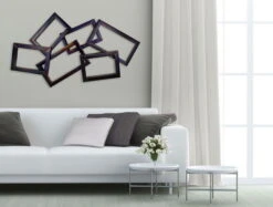 Sculpture Murale En Métal 'Time Will Tell' 130x77x13cm -Magasin De Rénovation Domiciliaire kl01164 abstrak braun quadrate modern deko wandskulpturen 07