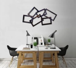 Sculpture Murale En Métal 'Time Will Tell' 130x77x13cm -Magasin De Rénovation Domiciliaire kl01164 abstrak braun quadrate modern deko wandskulpturen 09