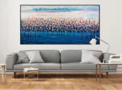 XXL Tableaux à L'huile 'Märchenwald' | Pièce Unique Peinte à La Main 200x100cm -Magasin De Rénovation Domiciliaire kl01172 baeume wald blau magie modern acryl gemaelde oel bild 08 min