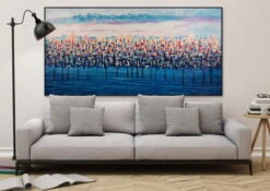 XXL Tableaux à L'huile 'Märchenwald' | Pièce Unique Peinte à La Main 200x100cm -Magasin De Rénovation Domiciliaire kl01172 baeume wald blau magie modern acryl gemaelde oel bild 09a min