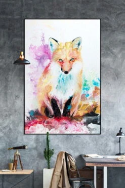 XXL Tableaux à L'huile 'On The Hunt' | Pièce Unique Peinte à La Main 120x180cm -Magasin De Rénovation Domiciliaire kl01557 bunt fuchs natur tier deko modern acryl gemaelde oel bild 0001 08lgecyxfryjn0q