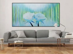 XXL Tableaux à L'huile 'Rosa Celeste' | Pièce Unique Peinte à La Main 200x100cm -Magasin De Rénovation Domiciliaire kl01567 rose weiss blau himmel modern acryl gemaelde oel bild 0001 08
