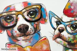 Tableau Peint à La Main 'Fashionistas' 120x40cm | Avec Certificat D'authenticité -Magasin De Rénovation Domiciliaire kl01603 hunde bunt tiere lustig modern acryl gemaelde oel bild 03