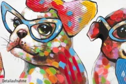 Tableau Peint à La Main 'Fashionistas' 120x40cm | Avec Certificat D'authenticité -Magasin De Rénovation Domiciliaire kl01603 hunde bunt tiere lustig modern acryl gemaelde oel bild 04