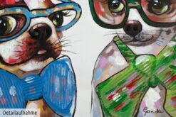 Tableau Peint à La Main 'Fashionistas' 120x40cm | Avec Certificat D'authenticité -Magasin De Rénovation Domiciliaire kl01603 hunde bunt tiere lustig modern acryl gemaelde oel bild 04a