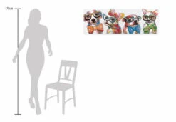 Tableau Peint à La Main 'Fashionistas' 120x40cm | Avec Certificat D'authenticité -Magasin De Rénovation Domiciliaire kl01603 hunde bunt tiere lustig modern acryl gemaelde oel bild 05
