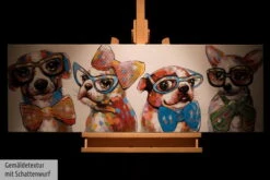 Tableau Peint à La Main 'Fashionistas' 120x40cm | Avec Certificat D'authenticité -Magasin De Rénovation Domiciliaire kl01603 hunde bunt tiere lustig modern acryl gemaelde oel bild 10
